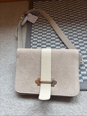 Free People Beige Faux Suede Belt with Purse Cream Strap